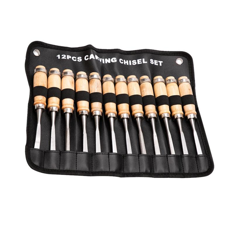 12 Pcs/bag Carving Chisel Sharp Woodworking Tools Carrying Case ...