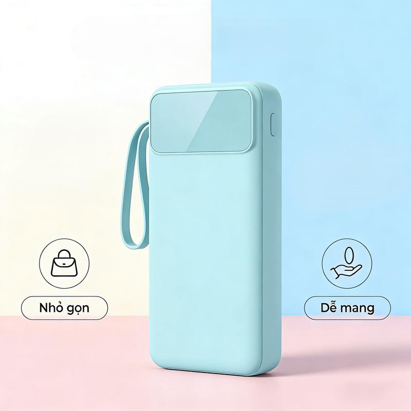 Sạc dự phòng 4 dây sạc tích hợp dung lượng 30000mAh 50000mAh, giải pháp tiện lợi khi hết pin, hỗ trợ sạc nhanh nhiều thiết bị cùng lúc, có màn hình LED và đèn chiếu sáng
