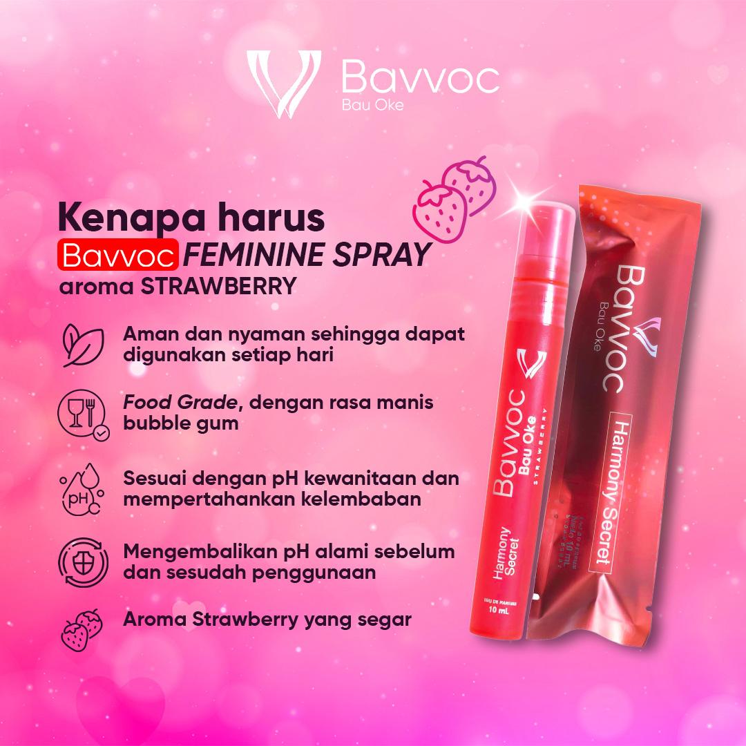 BAVVOC Feminine Perfume Spray Kewanitaan Wangi Manis Strawberry I Non Alkohol I Aman Kulit Sensitif I BPOM I Halal