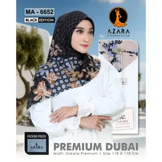 Hijab Segiempat Motif Azara Oskara Dubai Premium Black Edition - Beli 5 Pcs Free Hijab / Ciput -  Logo Metal Laser Cut - Voal Motif Eksklusif 6