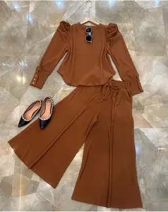 Amanda Oneset Kulot Ropes Knit Premium Stelan Wanita Polos Mewah dan Nyaman di Pakai Setcel Kulot