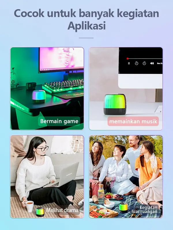 【Brand Original】Thinkplus K3 Plus Bluetooth Speaker Mini HiFi 360° Hi Quality Sound Portable Stereo Wireless Speaker Bookshelf Speakers Center Spearkers Bass Led 7
