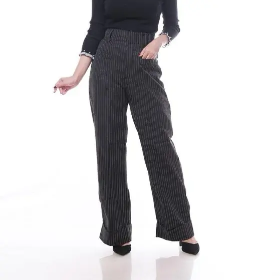 BEOM PANTS-Loose Pants Stripe Trouser Wanita 6