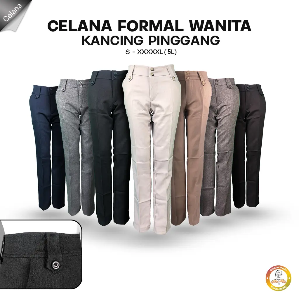 Celana Panjang Wanita Polos Saku Pakaian Kerja Formal Kantoran Clana Bahan Cewek Kantor Dewasa Anak Motif Salur Garis Kotak Slim Fit Highwaist Baggy Pants Tartan Pinggang Karet Perempuan Korean Style Jas Blazer Cewe Jumbo Big Size Kancing Kantong Hitam