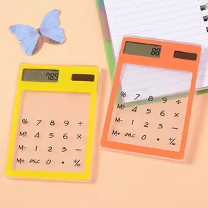 HC Kalkulator Mini Aesthetic Calculator Mini Portable Ultra Tipis Transparan 8 Digit L Touchscreen Kalkulator Kecil Tenaga Surya Simple Untuk Sekolah Dan Kantor