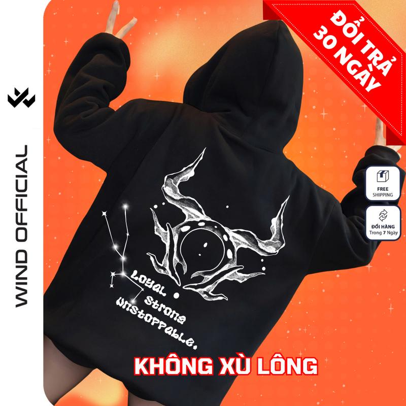 Áo hoodie nam nữ Không Xù Lông WIND Nỉ 2 Da Cung Hoàng Đạo unisex form rộng mang lại May Mắn thời trang nam nữ nỉ bông oversize