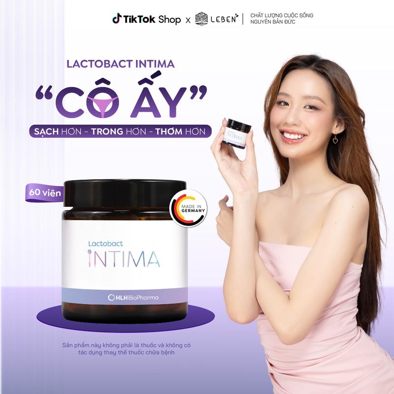 Men vi sinh phụ khoa Lactobact Intima bổ sung lợi khuẩn, Cranberry, D-Mannose từ Đức hộp 60 viên