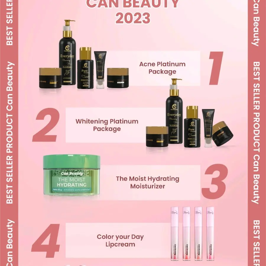 ECER CAN BEAUTY FACIAL WASH / TONER / DAY CREAM / NIGHT WHITENING/ NIGHT ACNE / SERUM / MOISTURIZER FREE GIFT TULIS DI NOTE