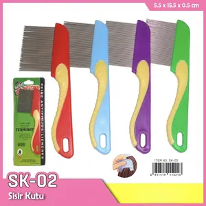 Sisir Kutu Besi Serit Gagang Besi Premium Anti Kutu & Ketombe 5.5 x 15.5 x 0.5 cm Warna Random