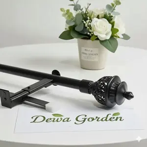 Dewa Garden Batang Tiang Besi Gorden Polos Double Full Set Gratis Rel Vitrase Oval Aksesories Lengkap Untuk Tirai Gulung Jendela Minimalis Aesthetic