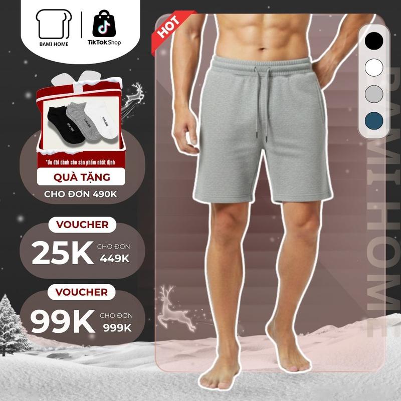  Quần short nam chất vải nỉ chân cua cao cấp thiết kế độc đáo form trên gối lưng thun co giãn thoải mái QN02 BAMIHOME store 