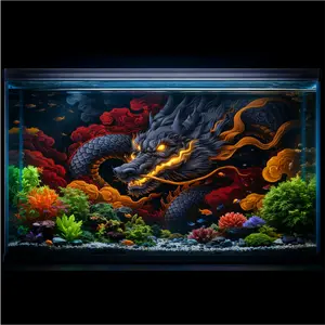 Wallpaper Aquarium Motif Naga - Sticker Background Tank Ikan Hias