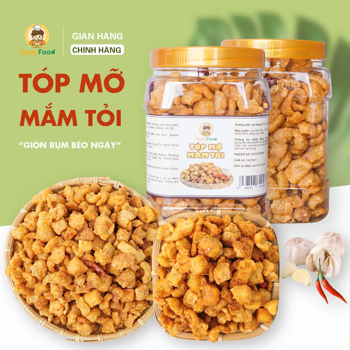 Tóp Mỡ Viên Mắm Tỏi Cô Ba Tasty - Hũ 450/900G - SP008