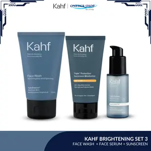 Kahf Brightening Set 3 - Face Wash Brightening + Sunscreen + Face Serum Brightening - Paket isi 3 Mencerahkan Wajah Kusam Moisturizer Niacinamide Skicare Cowok 1 Paket Pria Cleansing Pelembab skincare Pencerah Membersihkan Muka Perawatan Arbutin Kerutan