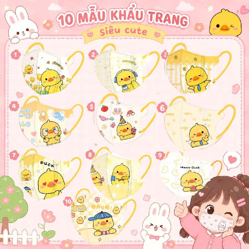 4. Khẩu trang in hình vịt cho bé và ngLớn