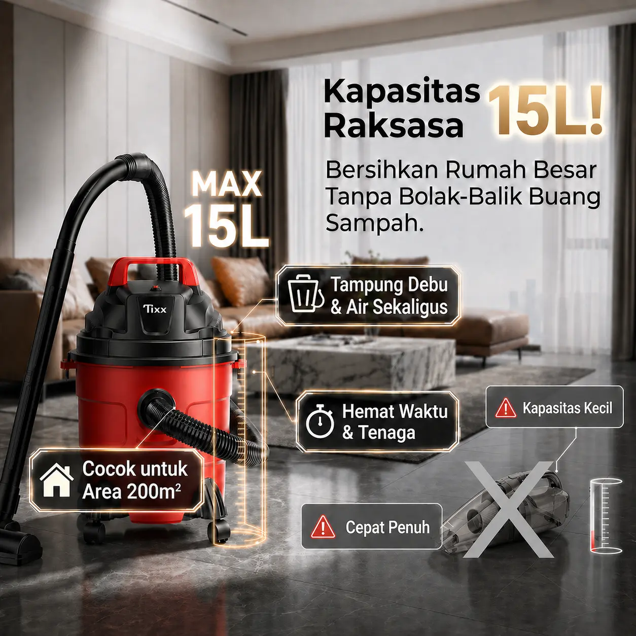 TI Vacuum Cleaner penyedot debu 15L/18L 25000Pa Wet Dry Penyedot Debu 3in1 Dust Mite vakum cleaner portable Japanese Made vacum mobil pembersih vacuum cleaner portable wet and dry vacuum cleaner mobil penyedot debu mobil penghisap