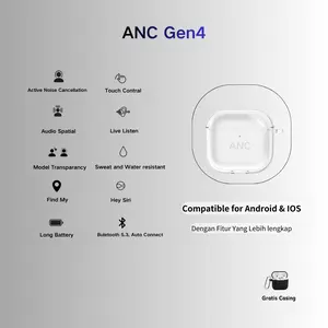 ANC TWS Gen4  Active Noise Cancelling True Wireless Earbuds Earphone Bluetooth Wireless Charging Case