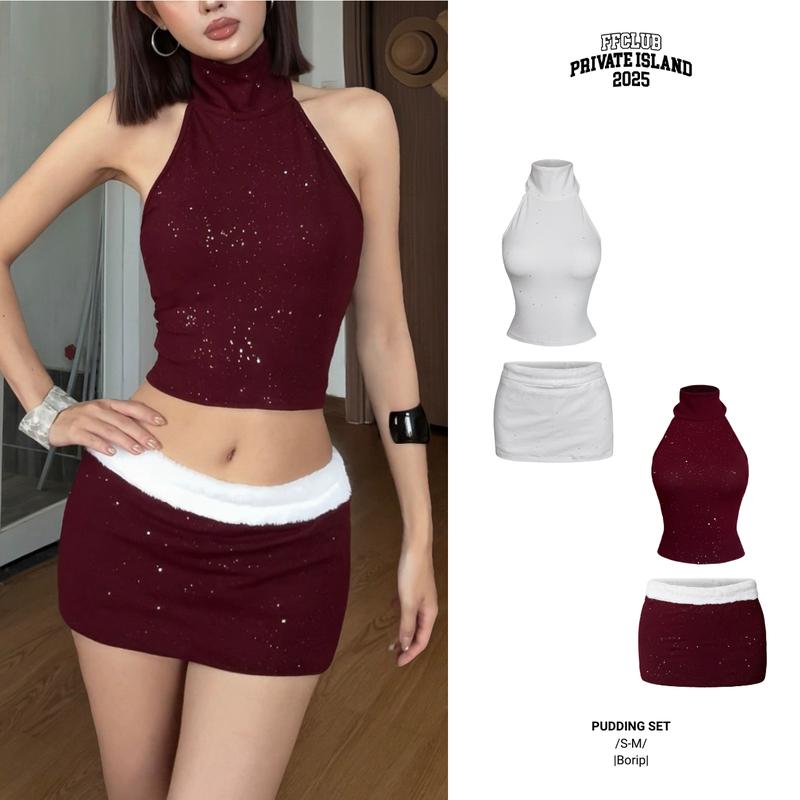   CÓ TÁCH SET  ÁO YẾM PUDDING BORIP KIM TUYẾN LẤP LÁNH + CHÂN VÁY PUDDING BORIP KIM TUYẾN LẤP LÁNH - FRIENDS FOREVER CHÍNH HÃNG 