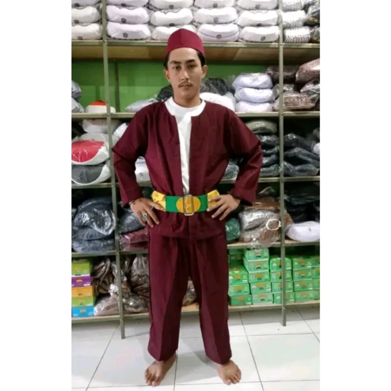 Setelan baju pangsi Dewasa pria Laki-Laki Sunda betawi Jumbo S M L XL Celana Putih 3