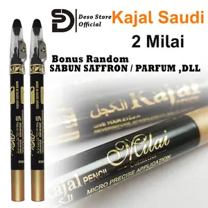 (Buy 1 Get 1)Celak Kajal Milai Original Saudi Eyeliner Hitam Pensil Waterproof Elegant