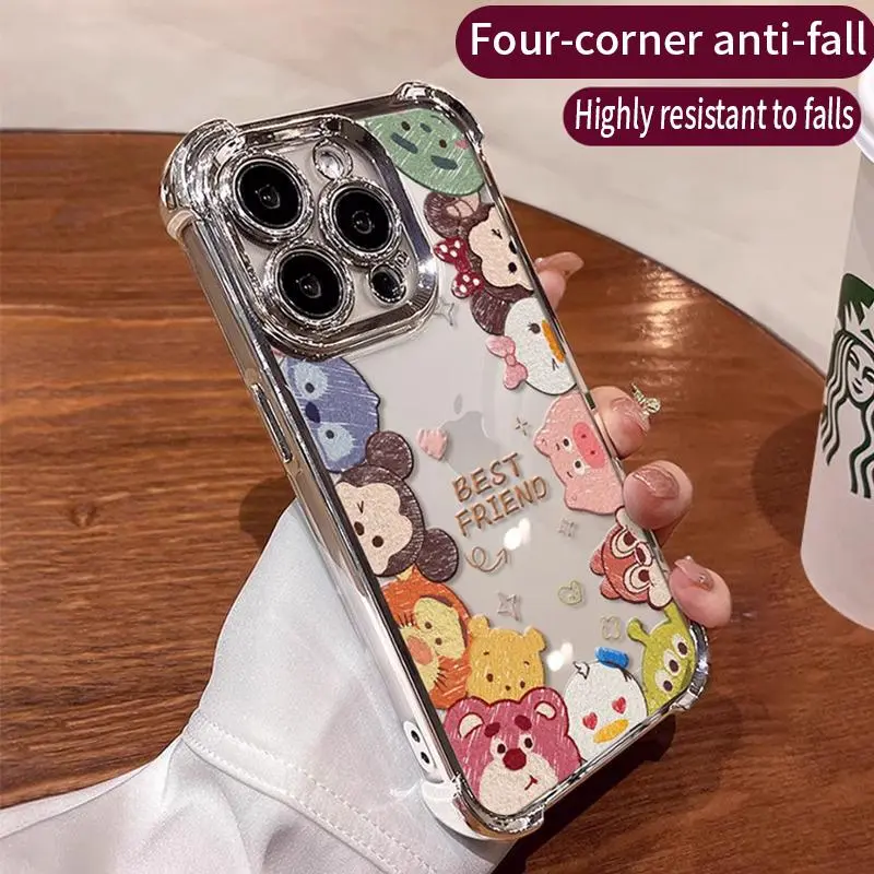 Casing Silikon TPU Beruang lucu untuk iPhone 13/15 pro max 14/Xsmax/R  12/11 Beruang lucu Ponsel Case
