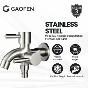 Kran Cabang Tembok Stainless Steel 304 1/2" Inch / Keran Dua Cabang Kamar Mandi / Kran Double Splitter / Wall Faucet