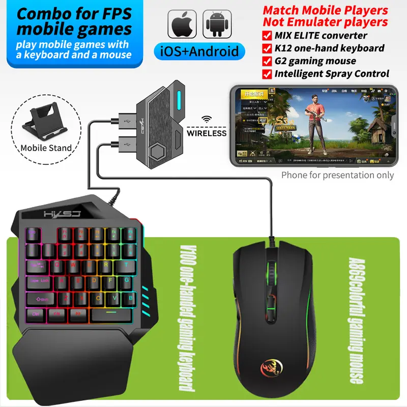 HXSJ Paket Lengkap Keyboard Mouse Converter Setup Mobilador Winlator Free Phone Holder Dan Gamepad 3