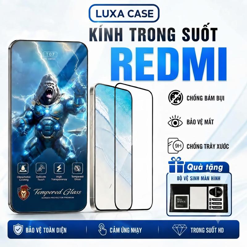 Kính cường lực cho redmi a1 a2 a3 a4 a3x 7 8 9 10 12 13 8a 9a 9c 9i 9t 10a 10c…