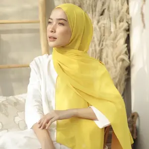 Promo YELLOW / GOLKAR Pashmina Ceruty Babydoll Premium ( Hijab Pashmina Warna Golkar / Kuning Terang / Kuning None ) COD