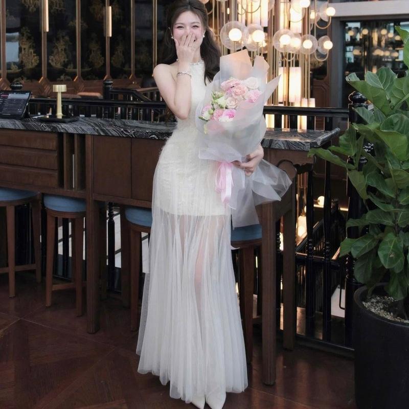 Váy Đầm Thiết Kế Đi Tiệc Bàn KB811 Lưới Phối Ren Tùng Xoè Nhiều Lớp Sang Chảnh Cao Cấp - Kinh Bắc Trend