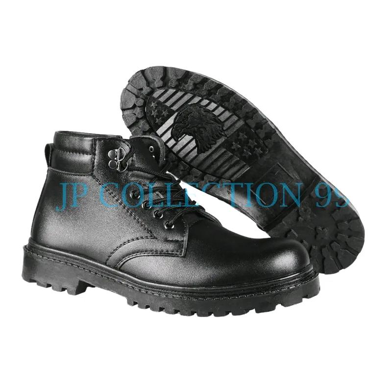 Sepatu Pdh Pria Tali + Resleting Pria POLRI TNI SECURITY Dinas Doop&Mengkilap Size 38-48 Hitam Boots Kerja Pantofel Shoes 3