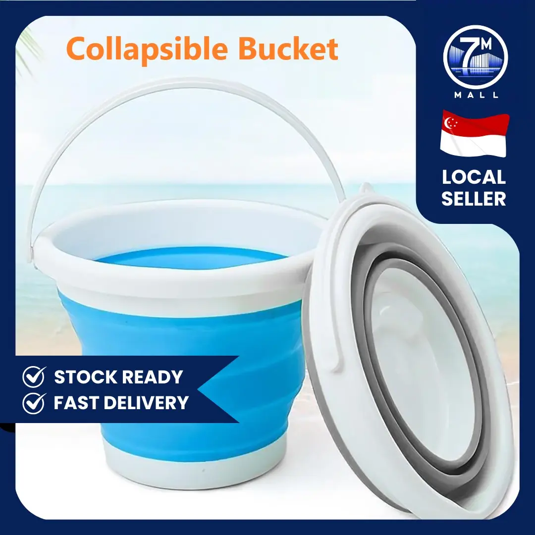 [SG] Collapsible Bucket With Handle | Car Bike Bicycle Wash Gardening BTO HDB Home Kitchen Cleaning Laundry Room Basket Kids Toy Storage Foot Spa Bath Fishing Live Bait Water Basin Big Small Pail Tub Travel Essentials Lightweight Foldable Portable Tool
