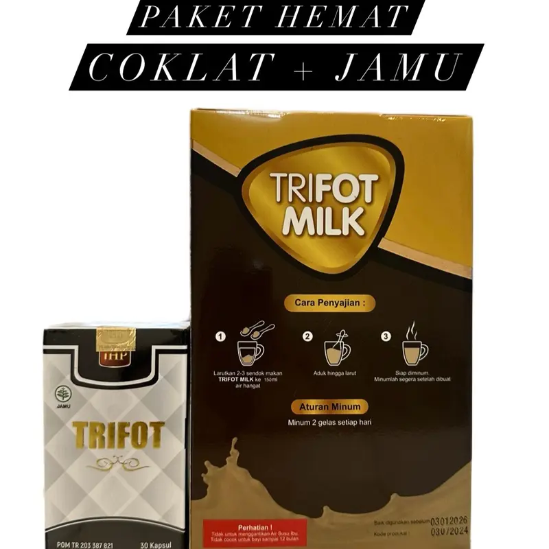 PAKET HEMAT TRIFOT MILK COKLAT DAN TRIFOT JAMU ISI 30 BPOM 0