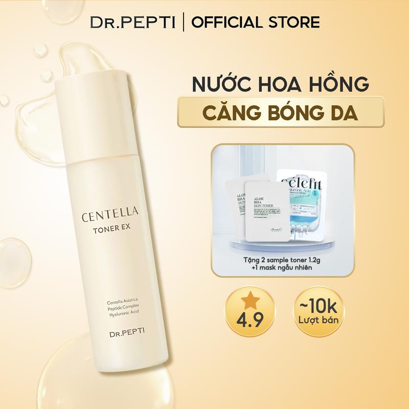 DL Nước Hoa Hồng Dưỡng Da Căng Bóng DR.PEPTI Centella Toner Ex 180ml Tặng 2 Sample Toner 1.2g+1 Mask Ngẫu Nhiên