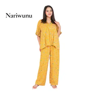 NARIWUNU - BELVA ONESET PIYAMA KIMONO KANCING SETELAN BUSUI RAYON DRESS Celana PANJANG NYAMAN LEMBUT WANITA CANTIK TOP