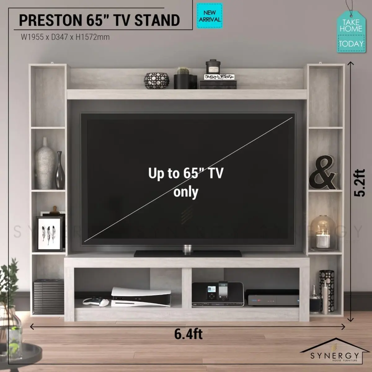 Synergy House Preston Tv Cabinet 6.4ft | Kabinet Tv Up to  65inch | Tv cabinet with side storage Furniture