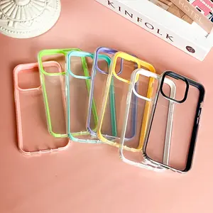 【SatSet.ind】 3in1 Soft Case Bumper Two Layer Protection Full Cover 3 in 1 Transparant Case IPH 7 8 PLUS X XS MAX XR 11 12 13 MINI PRO MAX IP 16 green black pink Casing White Yellow back  cover soft  case