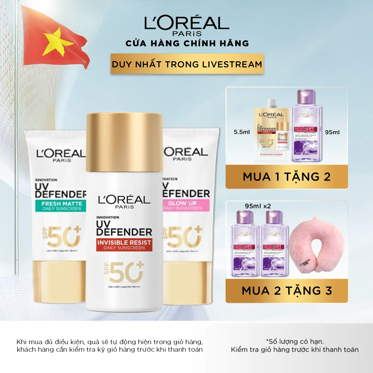 [GIẢM GIÁ MỪNG ĐẠI LỄ] Sữa Chống Nắng Phổ Rộng Uv Defender Invisible Resist L’oréal Paris 50ml Spf 50+ Pa++++