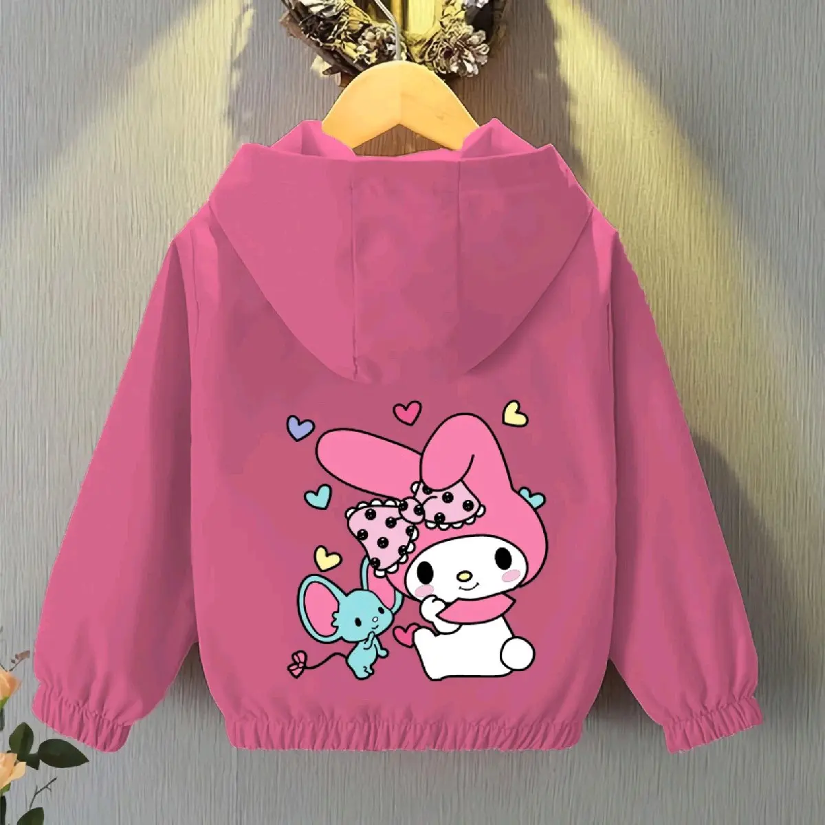 JAKET ANAK PEREMPUAN TERBARU GAMBAR MY MELODY, JAKET HOODIE ANTI AIR, JAKET ANAK KEKINIAN