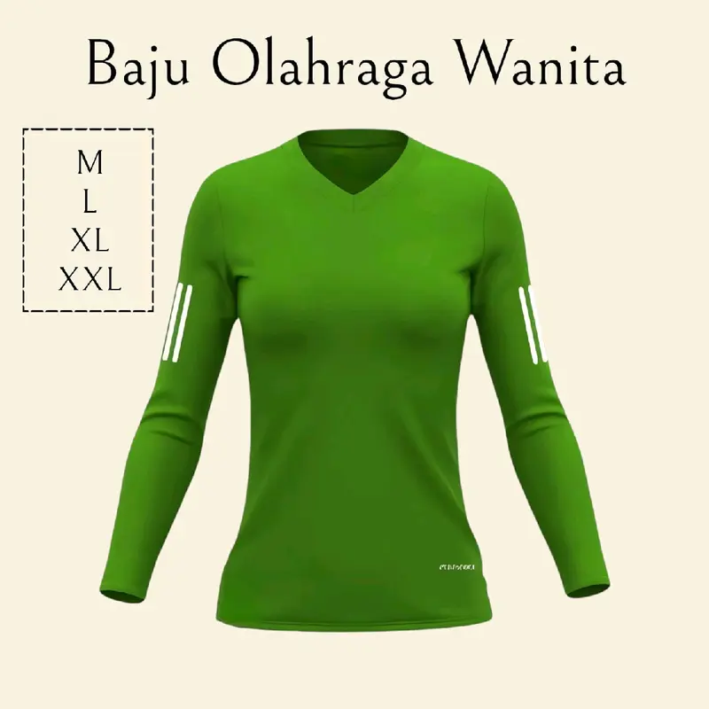 Kaos Olahraga Wanita dengan Kerah Leher V dan Body Fit - Jersey 0