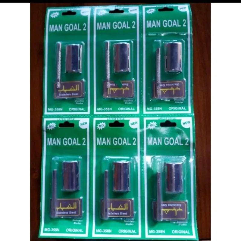 [1 rtg isi 6 pcs] Alat cukur kumis besi stainless + silet jadul - cukuran jenggot 0