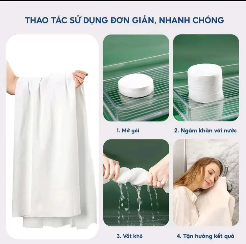 Bộ 10 Khăn Tắm Nén Cottong 140x70cm + Tặng 40 Viên Khăn Mặt, Tiện Lợi Dùng Trong Khách Sạn Nhà Tắm 4