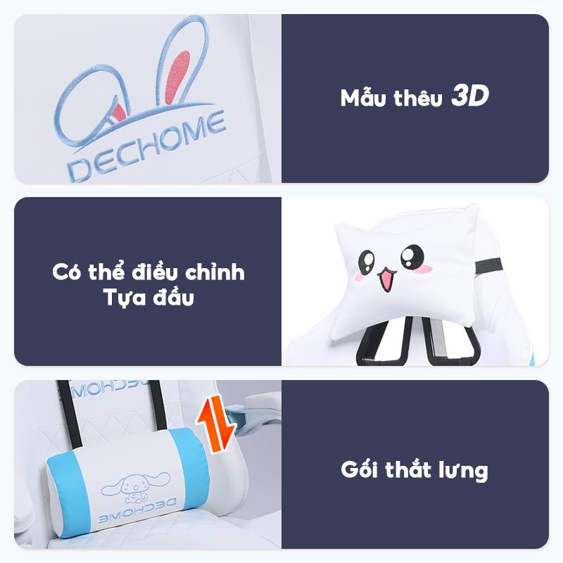 Product Introduction of DECHOME Ghế Chơi Game, Ghế Gaming Công Thái Học Có Gác Chân Ngả Lưng Xoay 360, Chất Liệu Nệm Cao Su Non Bọc Da PU Nhập Khẩu 27