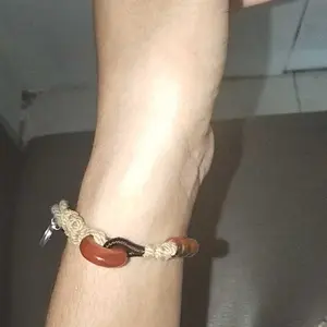 [Fenin]Gelang gesper pengaman warna amber tali tangan anyaman gaya Cina gelang etnik retro yang dapat disesuaikan B832