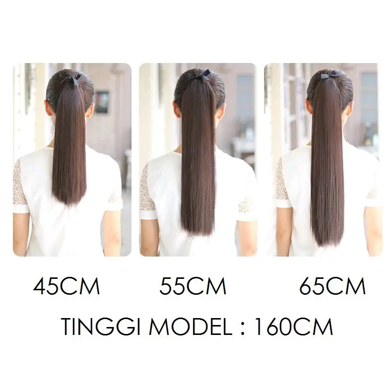 Ponytail Lurus Panjang Extension Hair clip Halus Tebal 45cm, 55, 65cm 1