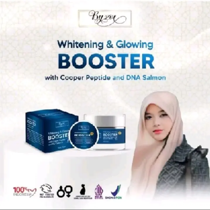 Byzoe Whitening and Glowing Booster with Cooper Peptide and DNA Salmon (BiruBooster) [10gr] 1Pcs Pencerah Wajah Pelembab 0