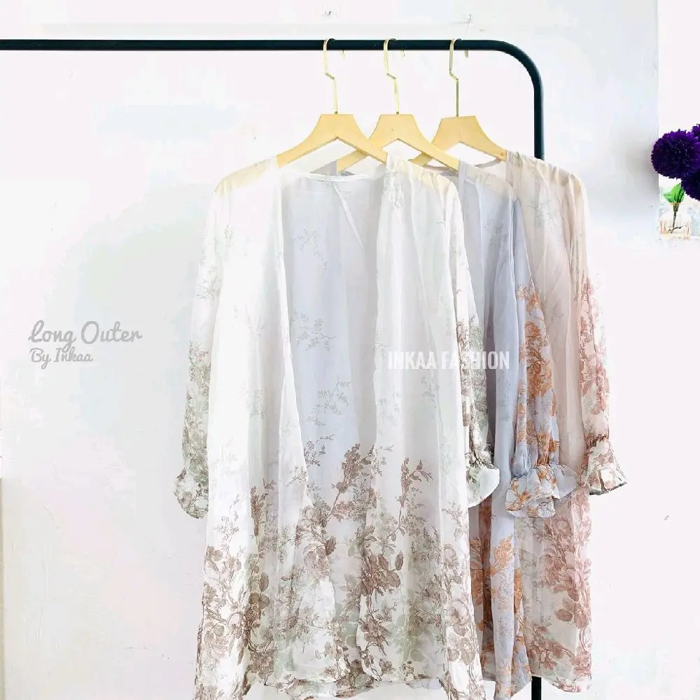 Outer Lebaran Elegan Hijab Style Cardigan Korean Style Long Outer Kondangan Wanita Muslim