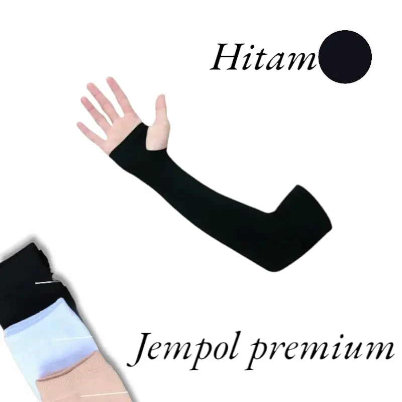 Handsock Manset Tangan Polos Warna untuk Muslimah - Hitam 0