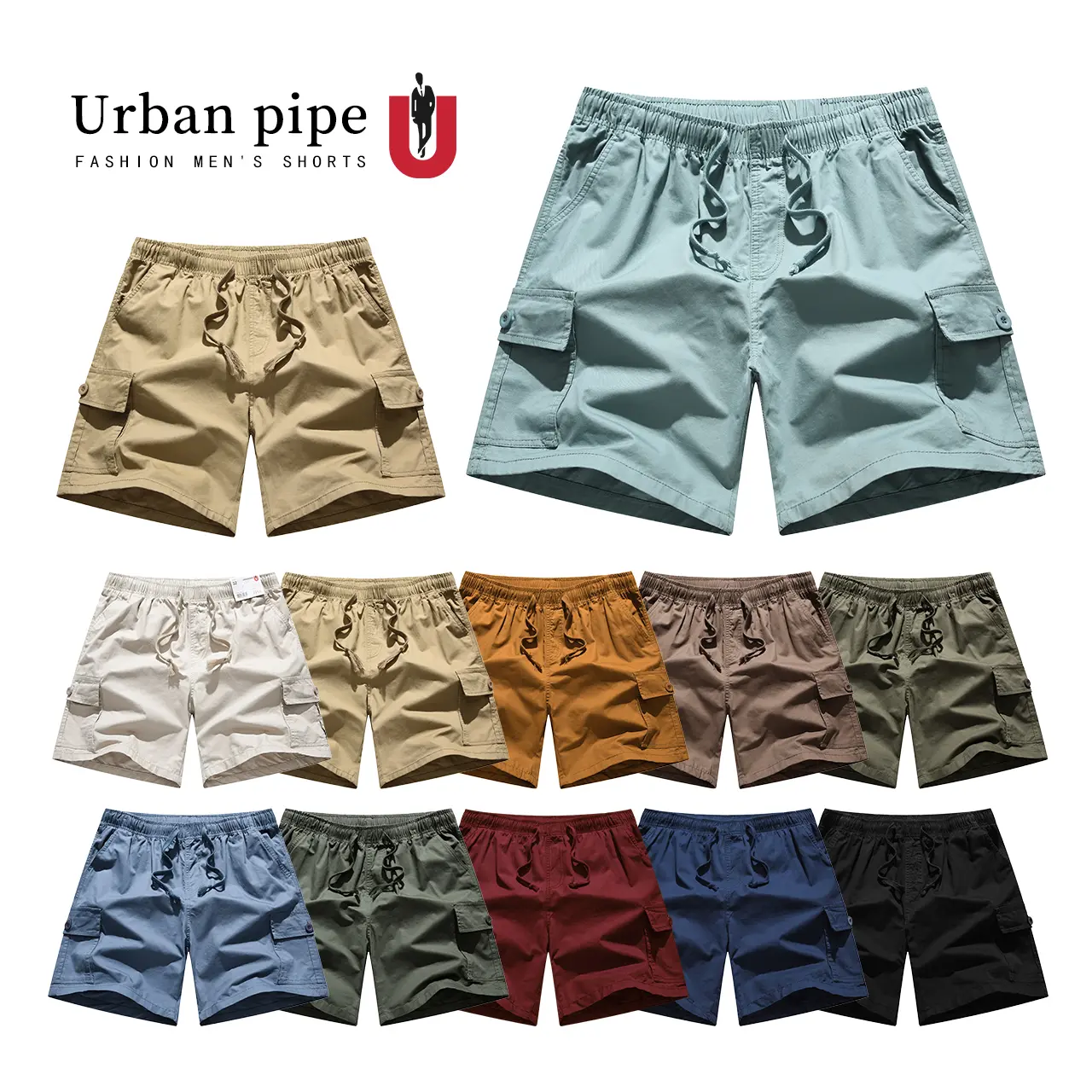 URBAN PIPE 6 Pocket Cargo Shorts For Men Above The Knee Drawsting Short Mens Fashion Menswear Apparel Multicolor Tropical 2262