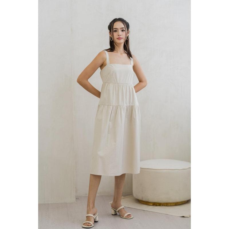 TSW Jean Tiered Midi Dress in Sand 2